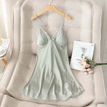 Load image into Gallery viewer, Female Nightdress Sexy Backless Spaghetti Strap Nightgown Sleepwear Spring Summer Nightwear Loose Silk Satin Home Dress Lingerie
