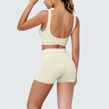 Load image into Gallery viewer, New Woman Yoga Set Color Blocking Sexy Sport Bra Yoga Underwear with Chest Pad High Waist Stripe Running Fitness Shorts Yoga Set
