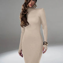 Load image into Gallery viewer, Backless Turtleneck Slim Maxi Dress
