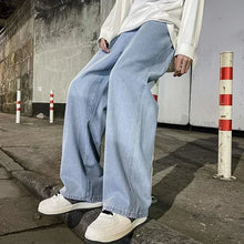 Load image into Gallery viewer, Men's Jeans Korean Version Student Casual Pants High Street Straight Loose Wide Leg Jeans Black Grey Blue Baggy Jeans
