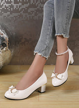 Load image into Gallery viewer, Women High Heels Low Heels Fashion Bling Bow patent leather Professional Casual Pumps Woman Wedding Party Shoes Large Size 42

