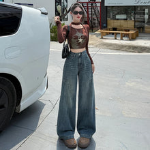 Load image into Gallery viewer, High Waisted Wide Leg Jeans Women Cotton Retro Denim Y2k Loose Fashion Design Sense Pant Streetwear Baggy Straight Trouser Woman
