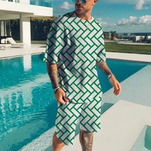 Load image into Gallery viewer, New Men's Tracksuits Summer Round Neck T-shirt Set 3D print Tracksuit Short Sets Casual Sports Suit T-shirts Two-piece suit
