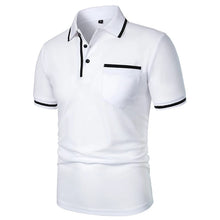 Load image into Gallery viewer, New Men's Short Sleeve Polo Shirts Solid Color Casual T-shirt Summer Trendy Breathable Loose Basic Splice Top Pockets Men Shirts
