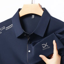 Load image into Gallery viewer, Men's Business Casual Short Sleeve Polo Shirt Solid Color with Badge Fashionable Breathable Comfortable Versatile Business Top
