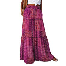 Load image into Gallery viewer, Women's Bohemian Skirts Vintage Elastic High Waist A-Line Skirts Tiered Long Skirts with Pockets
