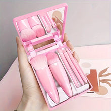 Load image into Gallery viewer, 5Pcs Portable Makeup Brush Set With Mirror -  Foldable Travel Kit ，Mini Makeup Brush Set Travel Makeup Brush Set
