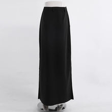 Load image into Gallery viewer, Black Loose Long Skirts Women A-Line Zip Skirts Ladies Elegant Summer Skirts Female With Pocket Ankle-Length Skirts

