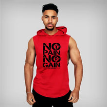 Load image into Gallery viewer, Men’s Fitness Workout Sportswear Tops Bodybuilding Hooded Tank Top Cotton Printed Sleeveless T-shirts Casual Hip Hop Undershirt
