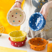 Load image into Gallery viewer, Pet Bowl Cute Ins Storm Dot Ceramic Bowl Dessert Breakfast Bowl Home Cat Dog Bowl Feeding Basin  Cat Caramics Supplies
