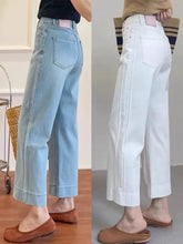 Load image into Gallery viewer, Women High Waist Wide Leg Pants Casual Loose Trousers Summer Solid Color Straight Fit Pocketed Ankle-Length Jeans
