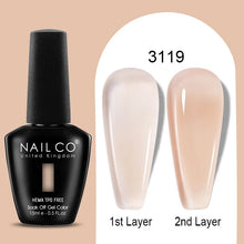 Load image into Gallery viewer, NAILCO 15ml Colorful Jelly Gel Nail Polish Gorgeous Color HEMA TPO FREE Soak Off UV LED Semi Permanent Long Wear Gel Varnish
