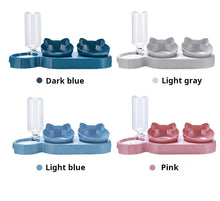 Load image into Gallery viewer, Pet Bowls With Water Feeder, 3 In 1 Ear Design Tilted Cat Water And Food Bowl Set With Gravity Water Bottle For Neck Protection
