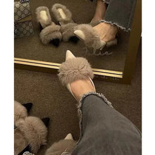 Load image into Gallery viewer, Fur Pointed Mule High Heels
