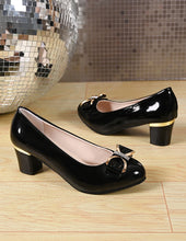 Load image into Gallery viewer, Women High Heels Low Heels Fashion Bling Bow patent leather Professional Casual Pumps Woman Wedding Party Shoes Large Size 42
