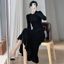 Load image into Gallery viewer, Elegant Knit Flounce Midi Dress
