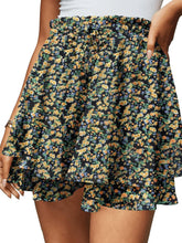 Load image into Gallery viewer, Boho Floral Mini Skirt with Ruffle Hem

