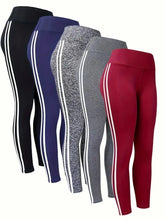 Load image into Gallery viewer, Women's High-waist Slimming Leggings Side Stripe Pattern Breathable Yoga Pants Sportswear Athletic Apparel
