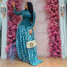 Load image into Gallery viewer, Floral Turtleneck A-Line Maxi Dress

