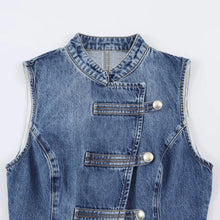 Load image into Gallery viewer, Women's Tops 2026 Summer New Fashion Retro Denim Blouse Women's Chic Summer Travel Joker Youth Blouse Vest
