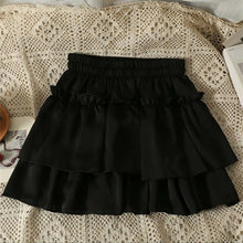 Load image into Gallery viewer, Summer Kawaii White Ruflles Skirt Women Fashion Slim Fit Chiffon Mini Skirts Giris Y2k All Match Elastic High Waist Black Faldas
