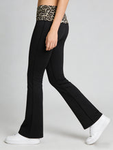 Load image into Gallery viewer, Fashionable Leopard Print Pleated Yoga Pants High Elastic Comfort Slim Fit Bell Bottoms Waistline Splicing Sporty Trousers
