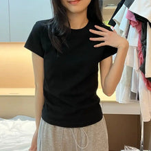 Load image into Gallery viewer, Women's Solid Short Sleeve T-Shirt Spring Summer Casual Soft Slim Fit Basic Top Tees All-Match Fashion T-Shirts for Women
