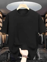 Load image into Gallery viewer, Men's T-Shirts - Soft Breathable Polyester Crewneck Tees in Navy &amp; White, Lightweight Summer Shirts for Everyday &amp; Formal Wear
