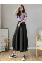 Load image into Gallery viewer, Women Pants Culottes Elastic Wide Leg Irregular Hem Double Layers Korean Trousers Summer Casual Loose Pleated Pants
