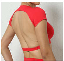 Load image into Gallery viewer, Sports Muscle Back Tee Without Padded Women Backless Sports Shirts Workout Gym Training Yoga T-Shirt Outdoor Open Back Tops
