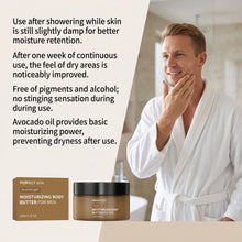 Load image into Gallery viewer, Men's body butter | Alcohol free, dye free formula, deeply locks in moisture, used for daily dry skin care
