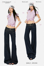 Load image into Gallery viewer, Women Vintage Blue Jeans Hip Hop Fashion Streetwear Y2K Wide Leg Straight Low Waist Jeans Baggy Denim Pants
