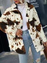 Load image into Gallery viewer, Women's Cow Print Double-sided Cashmere Coat Autumn Winter Loose Coats With Pockets Single Breasted Lapel Collar Plush Jacket
