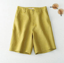 Load image into Gallery viewer, Women's Shorts Linen Half Knee Length Mid Wide Female Short Pants Bermuda Offer Aesthetic Hot Streetwear Korean Style For Summer
