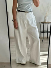 Load image into Gallery viewer, Summer White Pants For Women Cotton Formal High Waist Wide Leg Trousers Ladies Elegant Summer Women's Pants Straight Leg Office
