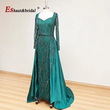 Load image into Gallery viewer, Elegant Wedding Evening Dress for Women 2026 V Neck Long Sleeves Mermaid with Detachable Train Prom Party Gowns Customized
