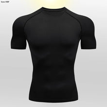 Load image into Gallery viewer, Gym Fitness T Shirt Men's Short Sleeve Summer Boxing Jersey Legging Men Rashguard Compression Pants Quick Dry Tight T-Shirts Men
