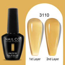 Load image into Gallery viewer, NAILCO 15ml Colorful Jelly Gel Nail Polish Gorgeous Color HEMA TPO FREE Soak Off UV LED Semi Permanent Long Wear Gel Varnish
