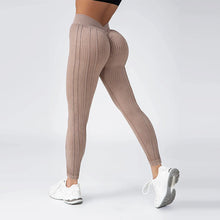 Load image into Gallery viewer, Women Striped Leggings V Back Fashion Gym Outdoor Fitness Athletic Workout Elastic Leggins Yoga Pants Sports Training Tights
