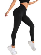 Load image into Gallery viewer, Women's Leggings Workout Cross Waist Elastic Bubble Butt Fitness Seamless Yoga Sports Tight Pants
