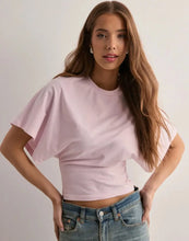 Load image into Gallery viewer, Women's T-shirts Crew Neck Ruched Waist Slim Fit Solid Color Casual Cropped Tee Summer Streetwear Basic Daily Wear Top
