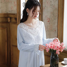 Load image into Gallery viewer, Romantic Lace Nightdress Women French Style Fairy Sleep Lace Dress Elegant Long Sleeve Cotton Nightgown Victorian Loungewear
