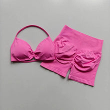 Load image into Gallery viewer, Yoga set for women, fitness, breathable, quick drying training, beautiful back, gathered underwear, high waist, hip lifting shor
