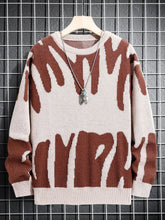 Load image into Gallery viewer, Geometric Knit Contrast Pullover Sweater
