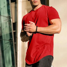 Load image into Gallery viewer, Muscle Fitness T-shirt Summer Men's Athleisure Workout short sleeve T-shirt High Quality cotton Men T-shirt Gym Sport Shirt Tops

