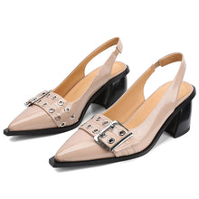 Load image into Gallery viewer, Women Buckle Slingback Block Heel Pumps
