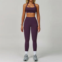 Load image into Gallery viewer, TRY TO BN Gym Sets Woman 2 Piece Yoga Backless Top Women's Tracksuit High Waisted Leggings Butt Lifting Fitness Workout Clothes
