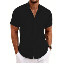 Load image into Gallery viewer, Mens Golf Shirts for Men Summer Beach Loose Shirt Button Down Short Sleeve Blouses Solid Print Casual Linen Shirts Streetwear
