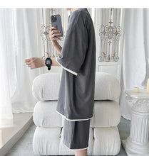 Load image into Gallery viewer, Men's Trendy 2-Piece Streetwear Co-ord Solid Color Short Sleeve T-Shirt And Drawstring Elastic Waist Shorts Set 5XL
