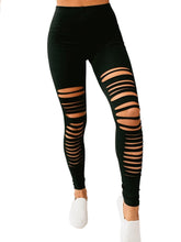 Load image into Gallery viewer, New European And American Solid Color Simple Milk Silk Leggings Nine Points Fashion Tight Black Broken Nine Points Pants Women
